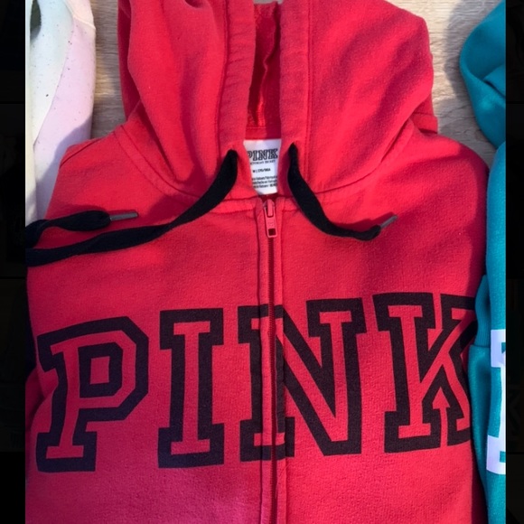 2 women’s PINK sweaters. Full zip up, with hoods. - Picture 3 of 3